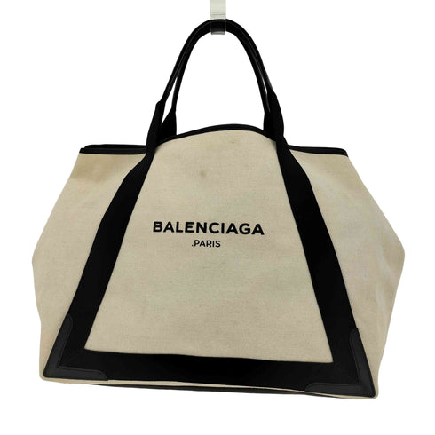 バレンシアガ BALENCIAGA イタリア製 NAVY CABAS M ネイビーカバス キャンバス トート バッグ レディース M