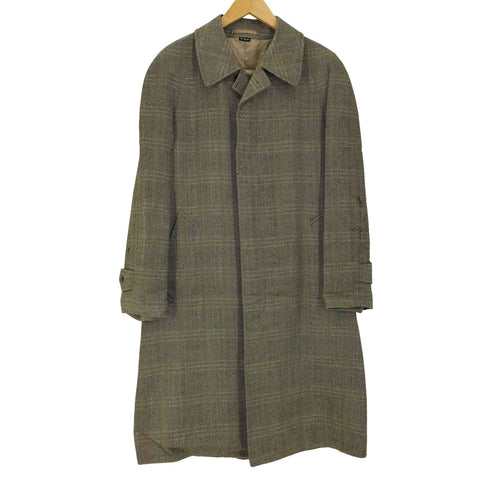 NEW WOOL カシミヤ 混 ウール ヘリンボーン チェック ステンカラーコート メンズ