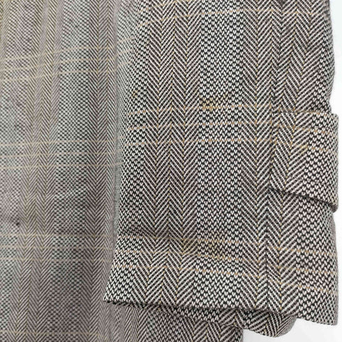 NEW WOOL カシミヤ 混 ウール ヘリンボーン チェック ステンカラーコート メンズ