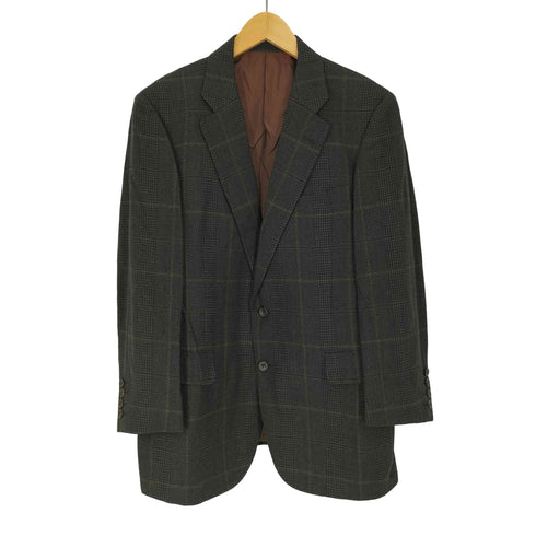 バーバリーズ BURBERRYS 80-90S PRESTIGE COLLECTION NEW WOOL CASHMERE カシミヤ 混 ウール チェック 2B テーラードジャケット メンズ