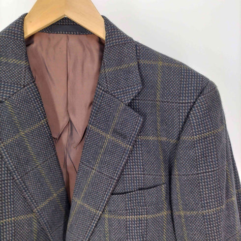 バーバリーズ BURBERRYS 80-90S PRESTIGE COLLECTION NEW WOOL CASHMERE カシミヤ 混 ウール チェック 2B テーラードジャケット メンズ