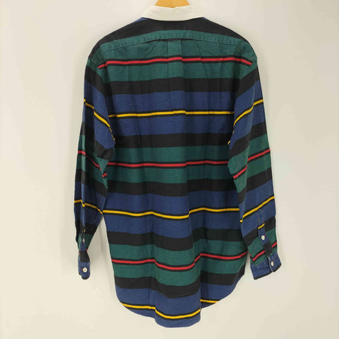 ポロバイラルフローレン Polo by RALPH LAUREN 90s マルチボーダー ポニー刺しゅう 長袖ポロシャツ メンズ JPN:L