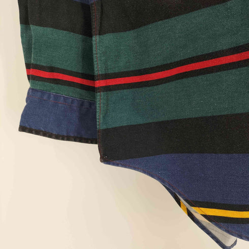 ポロバイラルフローレン Polo by RALPH LAUREN 90s マルチボーダー ポニー刺しゅう 長袖ポロシャツ メンズ JPN:L