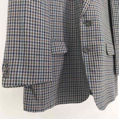 ダックス DAKS 裏地ロゴ総柄 サイドベンツ マルチカラーチェック 2Bテーラードジャケット メンズ 100-96-175