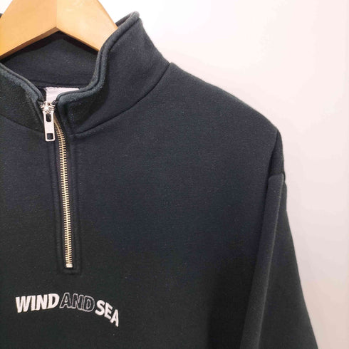 ウィンダンシー WIND AND SEA ハーフジップフロントロゴ刺繍ハーフジップスウェット メンズ M