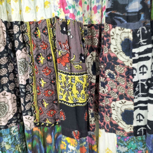 h.b pink city 総柄ブロックパターン切替マキシスカート レディース