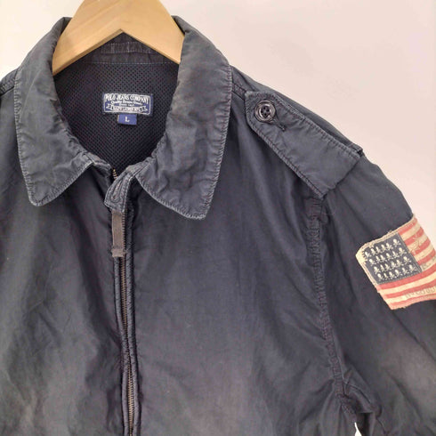 ポロジーンズカンパニーラルフローレン POLO JEANS COMPANY RALPH LAUREN 00S 星条旗ワッペン エポレット チンストラップ ジップアップブルゾン スウィングトップ メンズ import:L