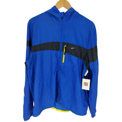 ブルックス BROOKS ロゴプリント リップストップ スイッチングカラー ジップアップジャケット メンズ import:L