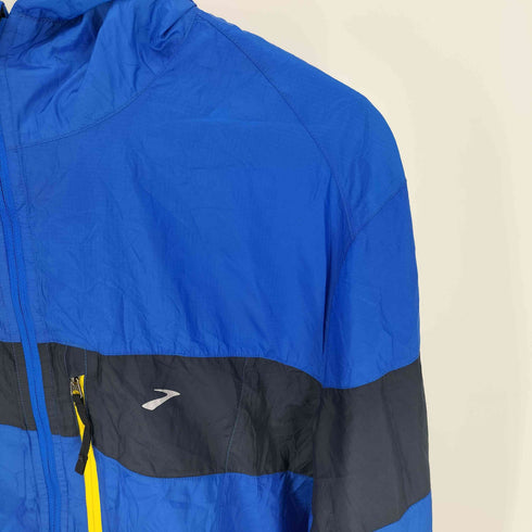 ブルックス BROOKS ロゴプリント リップストップ スイッチングカラー ジップアップジャケット メンズ import:L