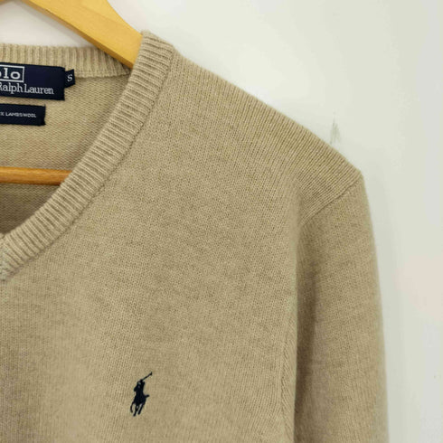 ポロバイラルフローレン Polo by RALPH LAUREN 90s ポニー刺繍 ウール100 Vネックニット メンズ import:S