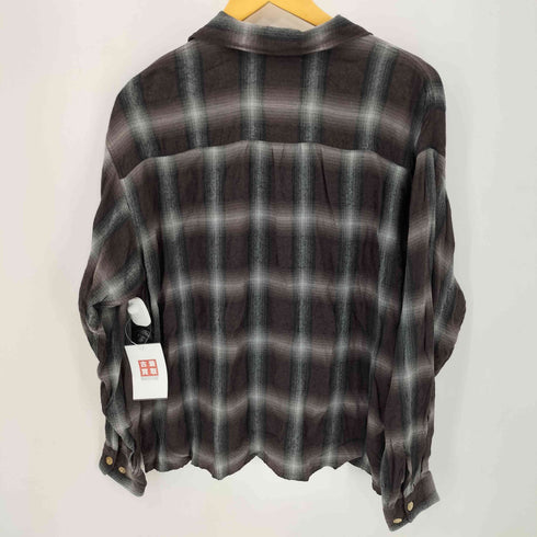 アローン ALONE RAYON SHIRT CHECK LONG BRN メンズ JPN:4