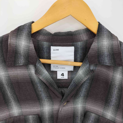 アローン ALONE RAYON SHIRT CHECK LONG BRN メンズ JPN:4