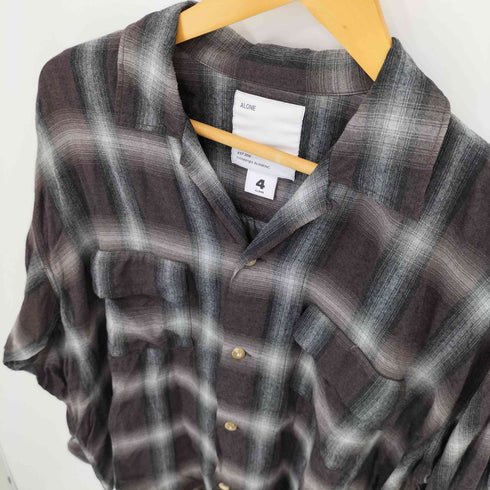 アローン ALONE RAYON SHIRT CHECK LONG BRN メンズ JPN:4