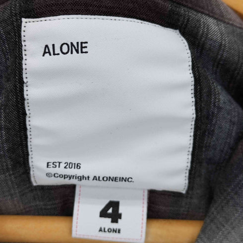 アローン ALONE RAYON SHIRT CHECK LONG BRN メンズ JPN:4