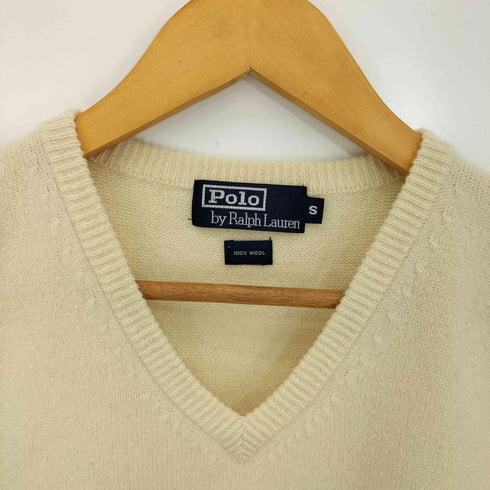 ポロバイラルフローレン Polo by RALPH LAUREN 90s ポニー刺繍 ウール100 Vネック ニットベスト レディース import:S