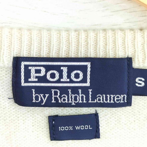 ポロバイラルフローレン Polo by RALPH LAUREN 90s ポニー刺繍 ウール100 Vネック ニットベスト レディース import:S