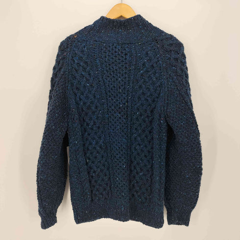 H. ROBINSON KNITTING イギリス製 総柄 木ボタン ウール ローゲージ ケーブル ニット ジャケット メンズ 2