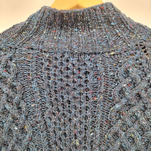 H. ROBINSON KNITTING イギリス製 総柄 木ボタン ウール ローゲージ ケーブル ニット ジャケット メンズ 2
