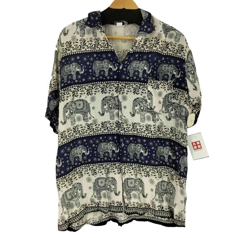 S/S 総柄 レーヨン 開襟シャツ メンズ 2XL