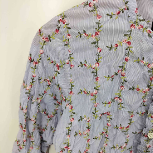 トリココムデギャルソン tricot COMME des GARCONS 小花柄シワ加工フリルブラウス レディース M