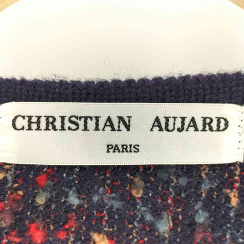 クリスチャンオジャール CHRISTIAN AUJARD フルジップ マルチカラー ネップ ウール ニット ジャケット レディース