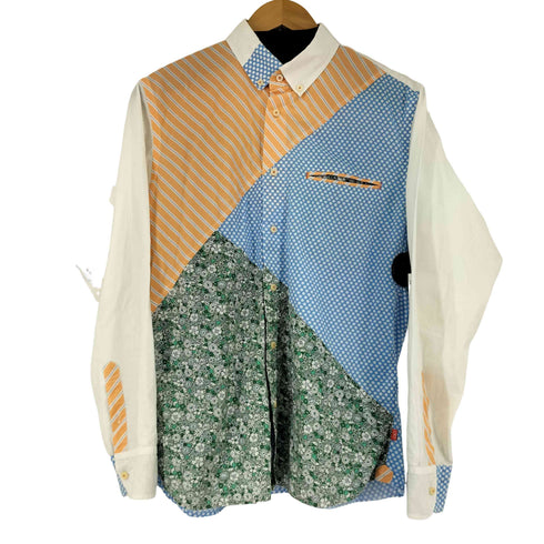 KAWATANI SHIRT L/S ドット花柄ストライブ BDシャツ メンズ JPN:M
