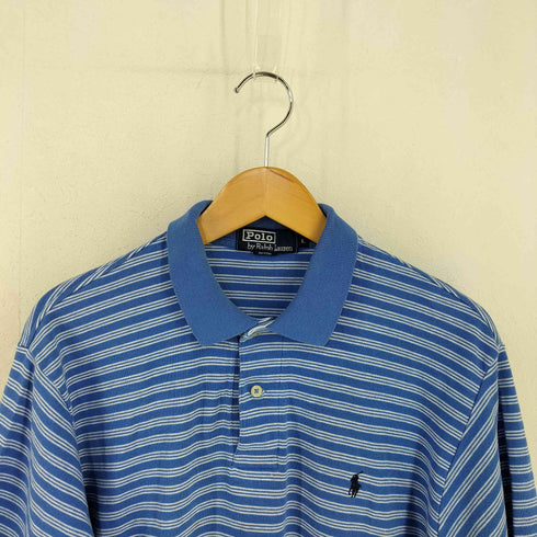 ポロバイラルフローレン Polo by RALPH LAUREN USA製 ポニー刺繍 ボーダー ポロシャツ メンズ import:L