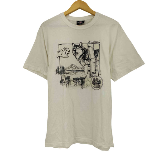 DELSOL 00s メキシコ製 ©2000 アラスカ gray WOLFプリントTシャツ メンズ import:M