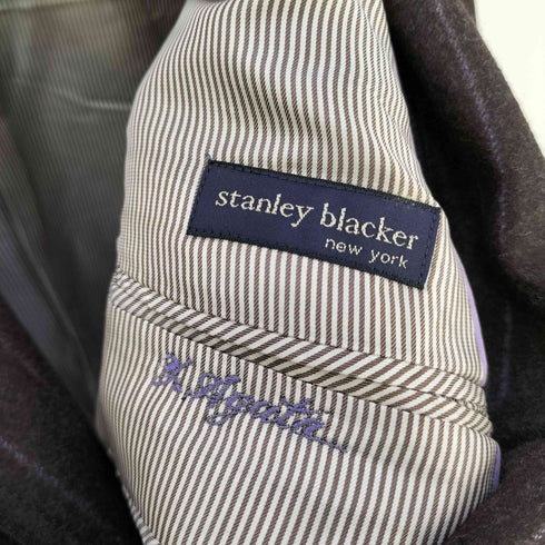スタンリーブラッカー stanley blacker ストライプ 錨ボタン ウール ダブルテーラードジャケット メンズ JPN:S
