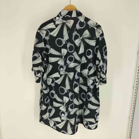 ジェイミーエーエヌケー jamie リボン柄Bigシャツ 手錠 リボン 総柄 プリント フロント リボン S/S シャツ ワンピース レディース JPN:M