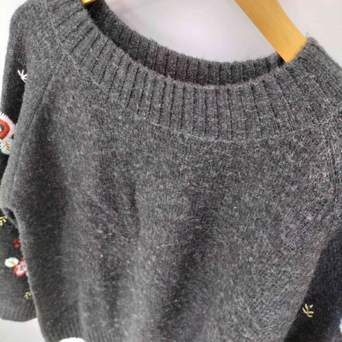 ザラ ZARA FANCY COLLECTION 袖刺繍 アクリル混 ウール ニット レディース