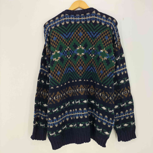チャップスラルフローレン CHAPS RALPH LAUREN 90s USA製 マルチカラー ダイヤ 総柄ニット メンズ import:XL