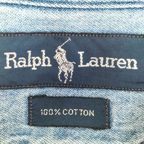 ラルフローレン RALPH LAUREN 90s ポニー刺繍 オーバーサイズ ボタンダウンデニムシャツ メンズ 4X