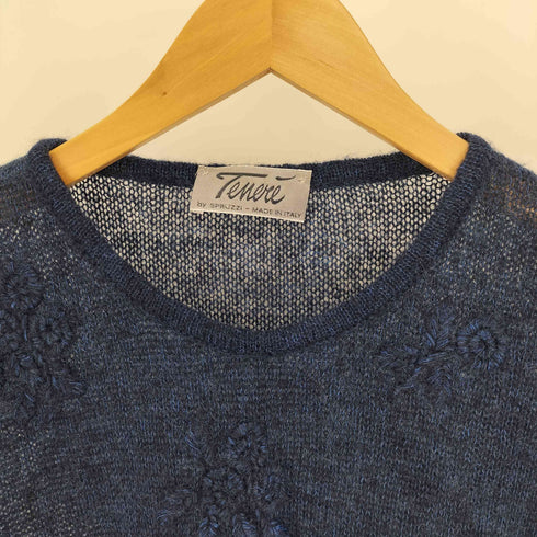 Tememe by spruzzi イタリア製 モヘア混 花柄 S/S シャギー ニット レディース