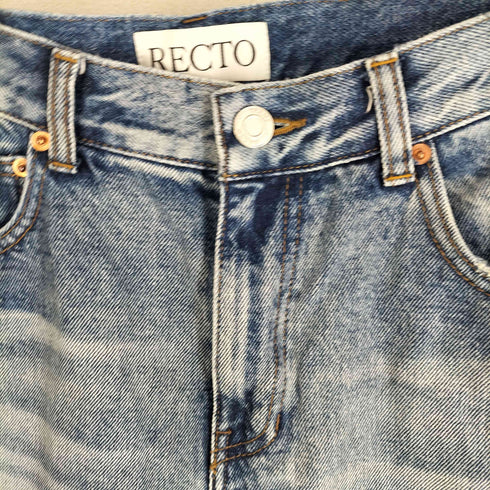 RECTO 23SS ブルー ディストロイド ストレート デニムパンツ メンズ JPN:S
