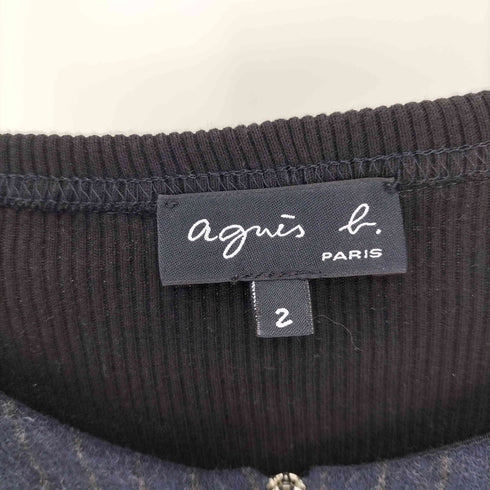 アニエスベー agnes b. 異素材 切替 ジップアップ ストライプ ベスト レディース 2