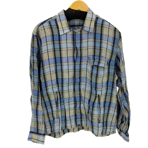 80S~90S チェックリネンシャツジャケット メンズ import:M