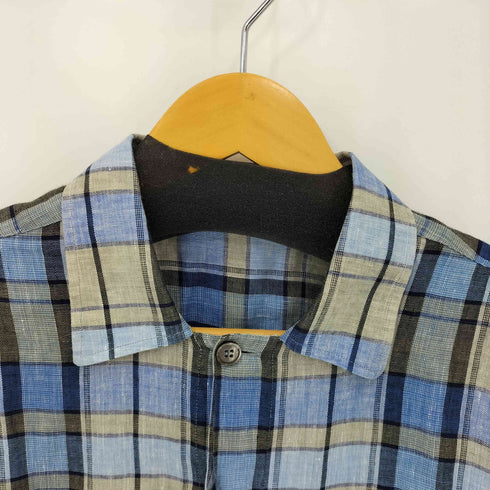 80S~90S チェックリネンシャツジャケット メンズ import:M