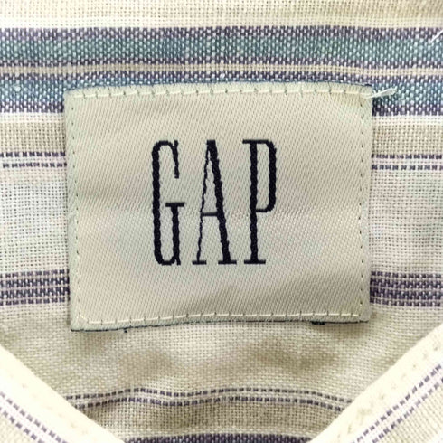 ギャップ Gap old 香港製 コットンリネン バンドカラーシャツ メンズ JPN:L