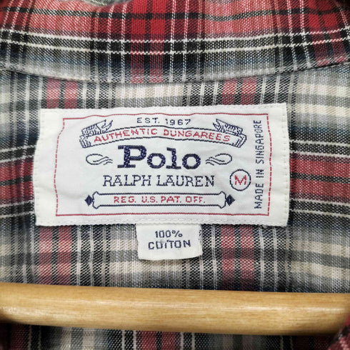 ポロバイラルフローレン Polo by RALPH LAUREN 90S チェック柄コットンオープンカラーシャツ メンズ import:M