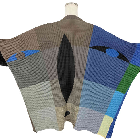 イッセイミヤケ ISSEY MIYAKE IKKO TANAKA 17SS プリーツボレロ プリーツコート 立体 フェイス 顔 グラフィック 田中一光 レディース JPN:3