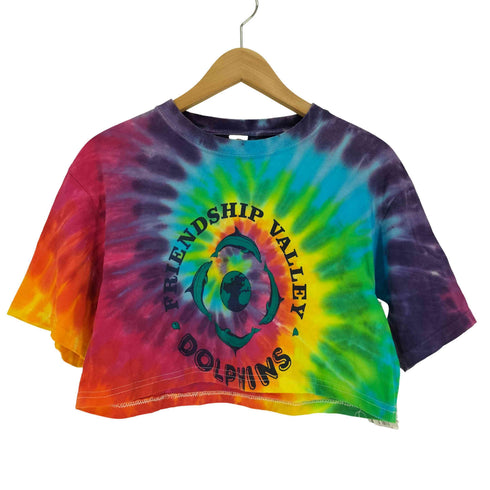 90S Sundog FRIENDSHIP VALLEY DOLPHINS タイダイ染 リメイク クロップド丈 S/S Tシャツ レディース import:S