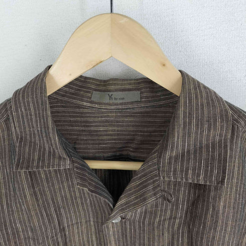 ワイズフォーメン Ys for men 初期茶タグ リネン ストライプ 開襟 半袖シャツ メンズ