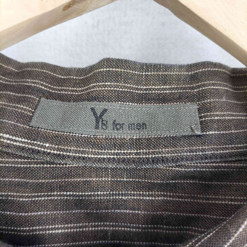 ワイズフォーメン Ys for men 初期茶タグ リネン ストライプ 開襟 半袖シャツ メンズ