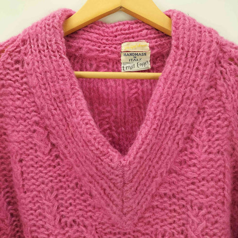 サックスフィフスアベニュー SAKS FIFTH AVENUE 40-60S イタリア製 ハンドメイド Ernst Engel Vネック ウールニット メンズ