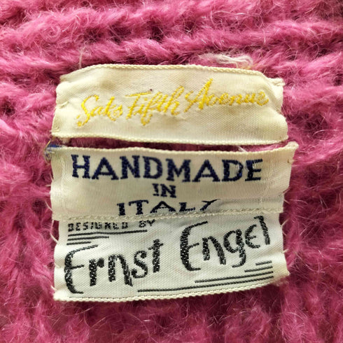 サックスフィフスアベニュー SAKS FIFTH AVENUE 40-60S イタリア製 ハンドメイド Ernst Engel Vネック ウールニット メンズ