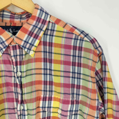 ラルフローレン RALPH LAUREN ノーポニー ボタンダウンプルオーバーチェックシャツ メンズ import:L