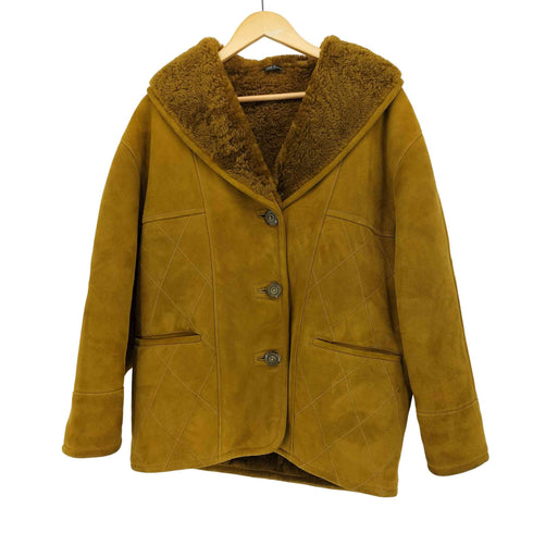 DIBI DONNA SHEARLING イタリア製 クロスステッチ スウェード ムートン コート レディース EUR:40