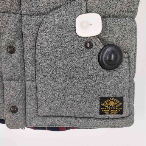 ポロバイラルフローレン Polo by RALPH LAUREN 裏地チェック レザー切替 ダブルジップ 中綿ニットベスト メンズ import:M