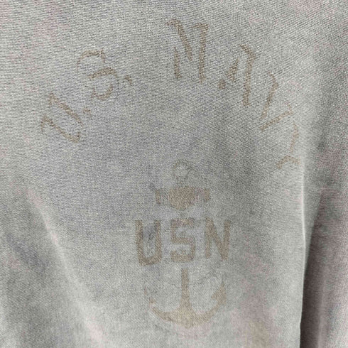 ユーエスネイビー U.S.NAVY 40-50S USA製 両Vガゼット VINTAGE USN 染み込みプリント スウェット メンズ